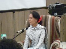 Aung San Suu Kyi at Irrawaddy LitFest in Mandalay, Myanmar.