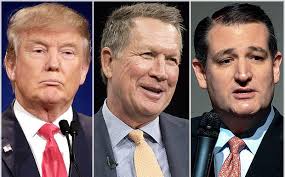 Donald Trump, John Kasich, Ted Cruz.